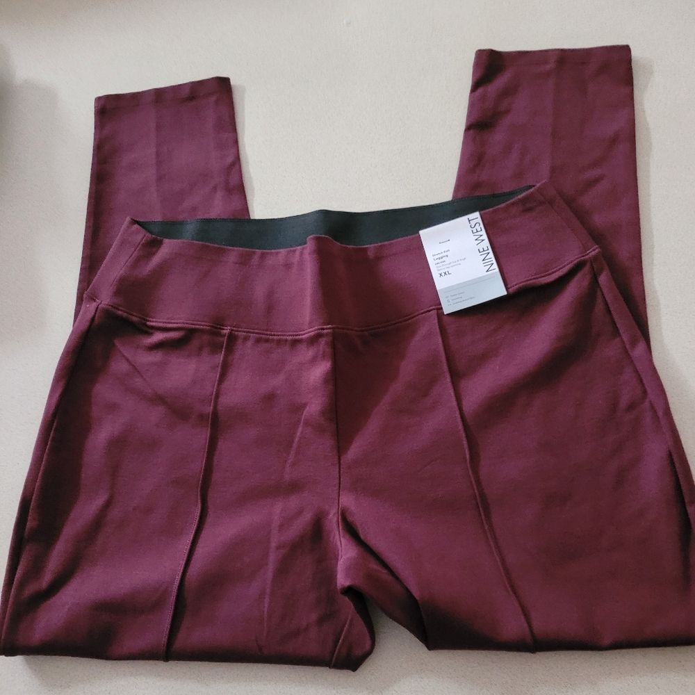 Nine West Women's Stretch Knit Legging in Plum/Burgundy